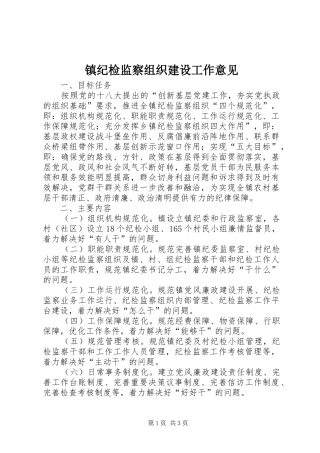 2024年镇纪检监察组织建设工作意见