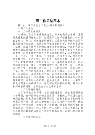2024年周工作总结范本