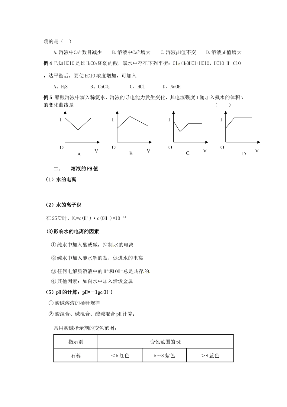 （衔接课程）高二升高三化学暑假辅导资料 第四讲+弱电解质的电离平衡和溶液PH值_第2页