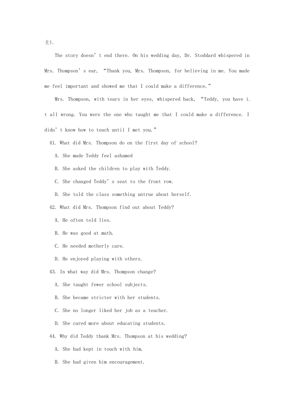 （读读写写 高分必备）河北邯郸省高考英语二轮复习 阅读理解与书面表达素能训练13_第2页