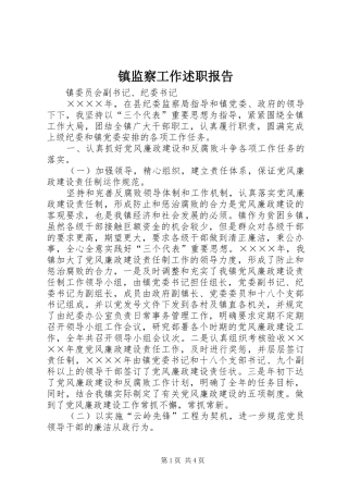 2024年镇监察工作述职报告