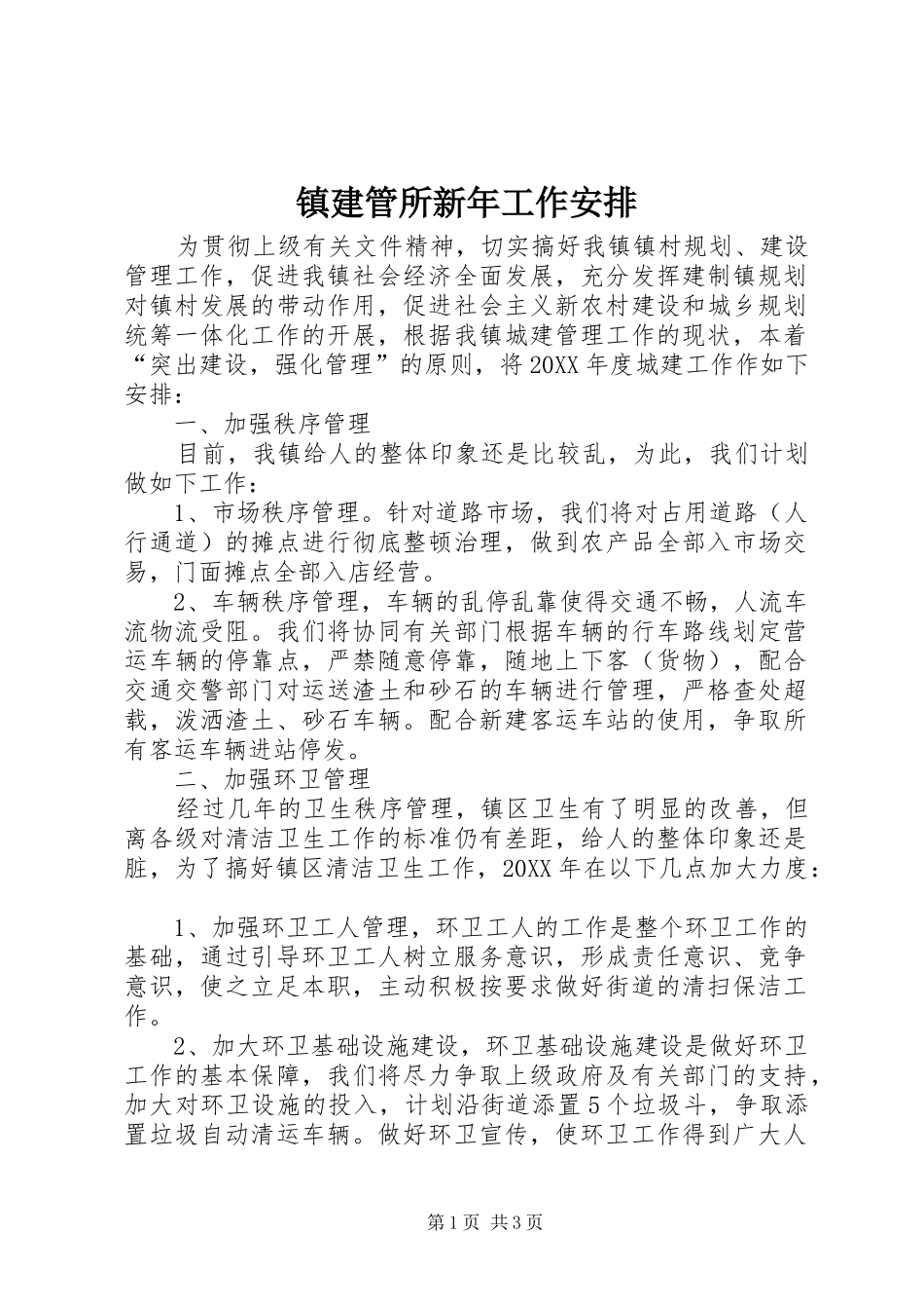 2024年镇建管所新年工作安排_第1页