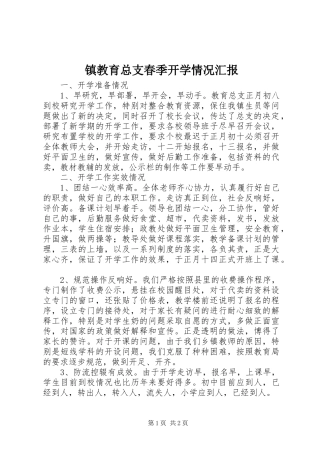 2024年镇教育总支春季开学情况汇报