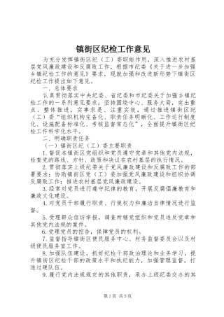 2024年镇街区纪检工作意见