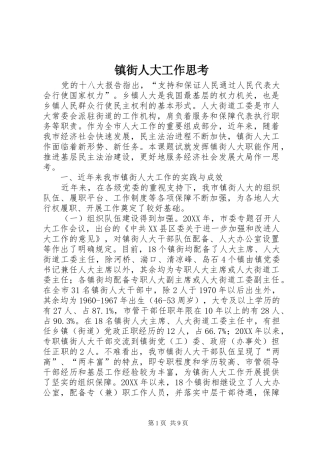 2024年镇街人大工作思考