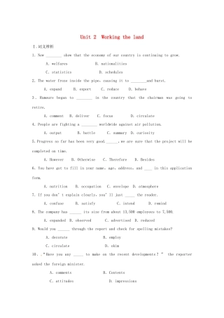 （讲练测）高考英语一轮复习 Unit 2 Working the land（练）（含解析）新人教版必修4-新人教版高三必修4英语试题