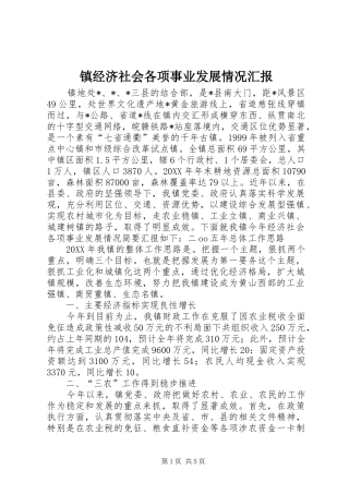 2024年镇经济社会各项事业发展情况汇报