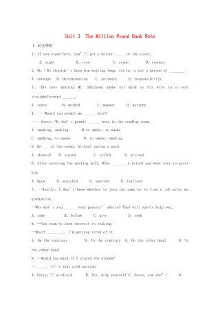 （讲练测）高考英语一轮复习 Unit 3 The Million Pound Bank Note（练）（含解析）新人教版必修3-新人教版高三必修3英语试题