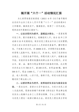 2024年镇开展六个一活动情况汇报