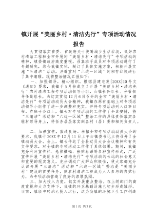 2024年镇开展美丽乡村·清洁先行专项活动情况报告