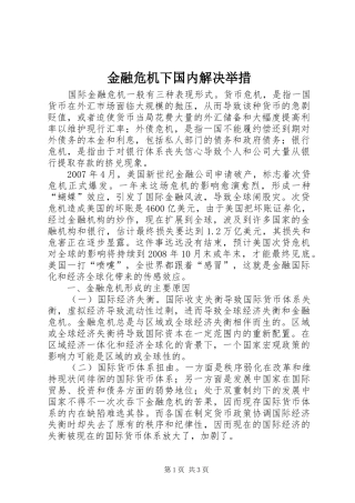 2024年金融危机下国内解决举措