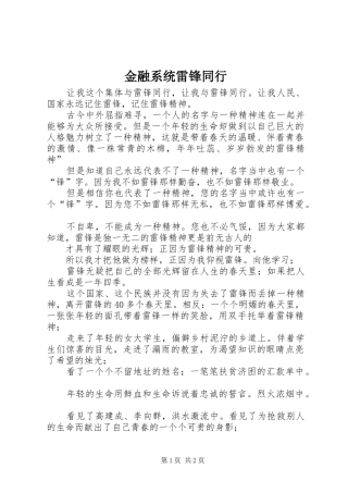 2024年金融系统雷锋同行