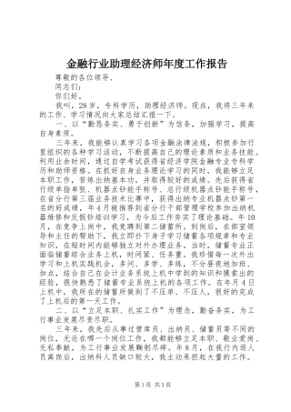 2024年金融行业助理经济师年度工作报告