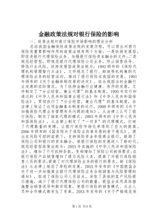 2024年金融政策法规对银行保险的影响