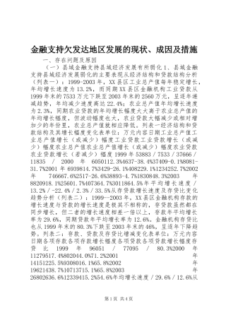 2024年金融支持欠发达地区发展的现状成因及措施