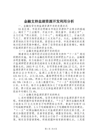 2024年金融支持盐湖资源开发利用分析