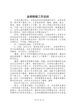 2024年金相检验工作总结