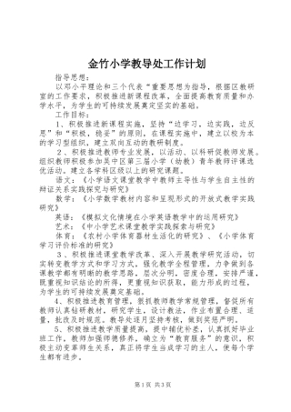 2024年金竹小学教导处工作计划