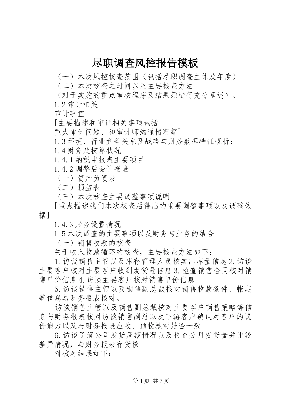 2024年尽职调查风控报告模板_第1页