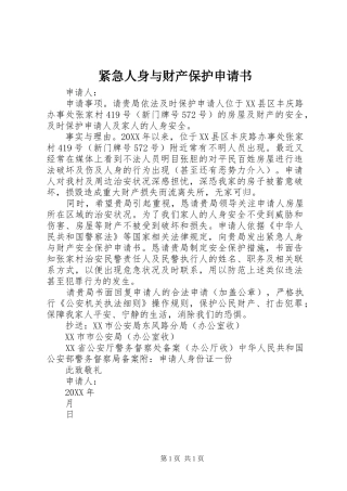 2024年紧急人身与财产保护申请书