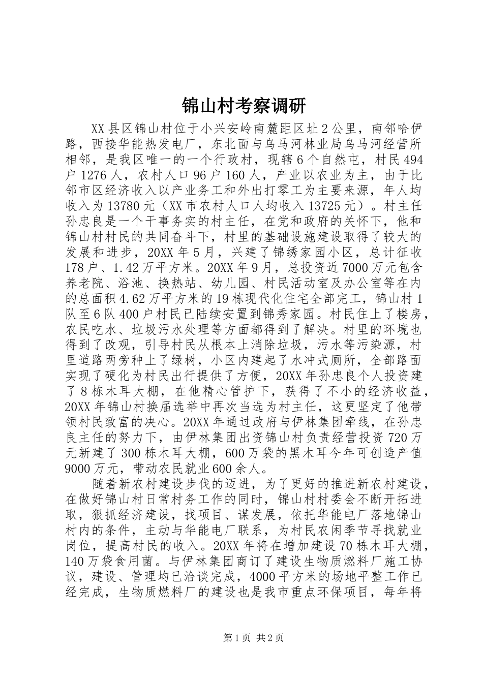 2024年锦山村考察调研_第1页