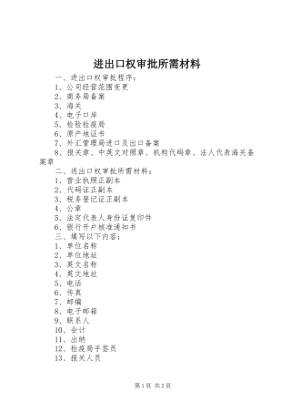 2024年进出口权审批所需材料