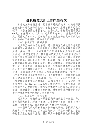 2024年进职校党支部工作报告范文
