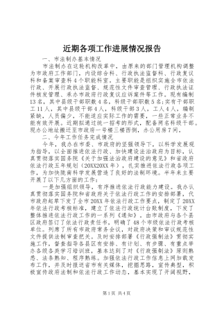 2024年近期各项工作进展情况报告