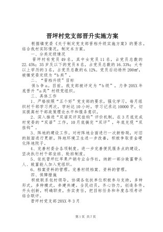 2024年晋坪村党支部晋升实施方案