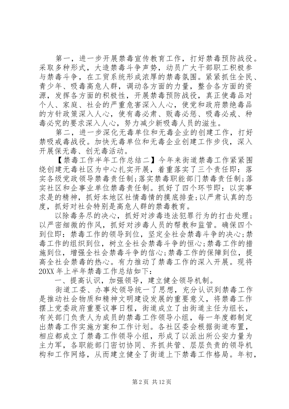 2024年禁毒工作半年工作总结_第2页