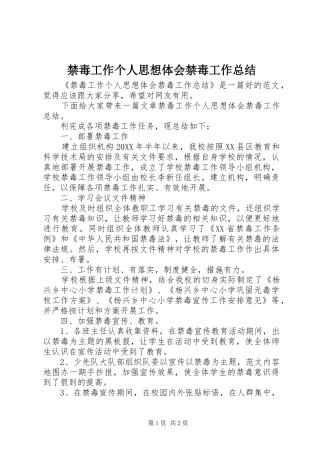 2024年禁毒工作个人思想体会禁毒工作总结