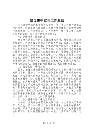 2024年禁毒集中宣传工作总结