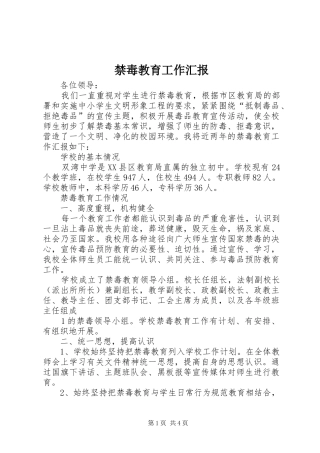 2024年禁毒教育工作汇报