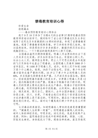 2024年禁毒教育培训心得