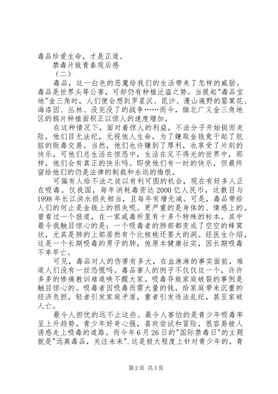 2024年禁毒片致青春观后感_第2页