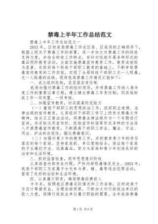 2024年禁毒上半年工作总结范文