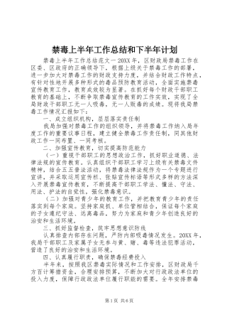 2024年禁毒上半年工作总结和下半年计划