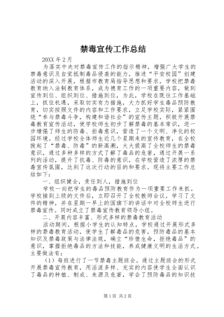 2024年禁毒宣传工作总结