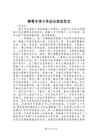 2024年禁毒专项斗争会议表态讲话