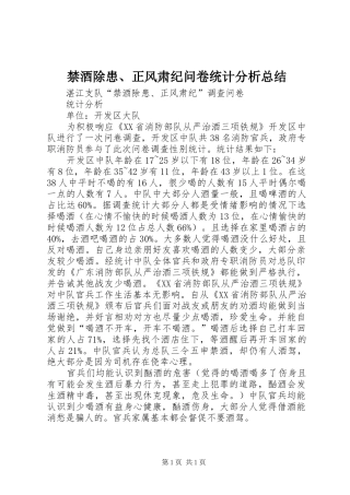 2024年禁酒除患正风肃纪问卷统计分析总结