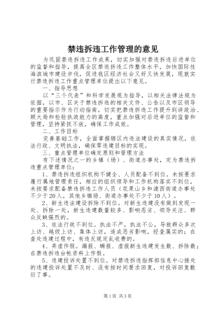 2024年禁违拆违工作管理的意见