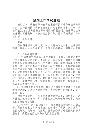 2024年禁烟工作情况总结