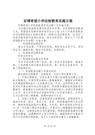 2024年京博希望小学法制教育实施方案