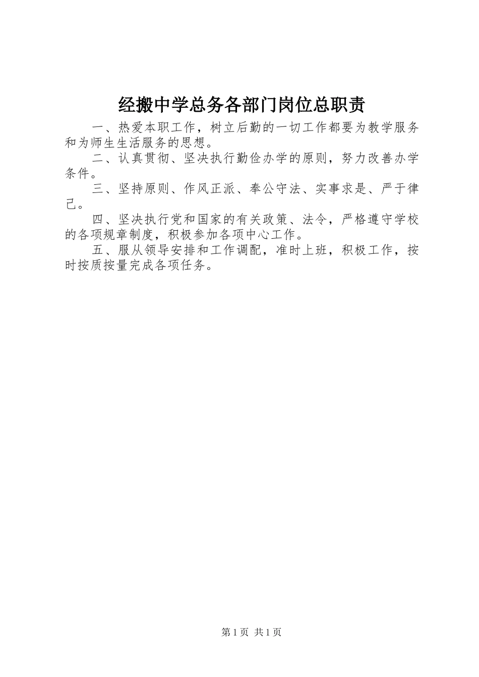 2024年经搬中学总务各部门岗位总职责_第1页