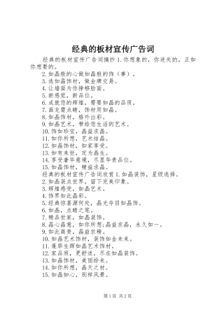 2024年经典的板材宣传广告词