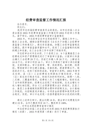 2024年经费审查监督工作情况汇报