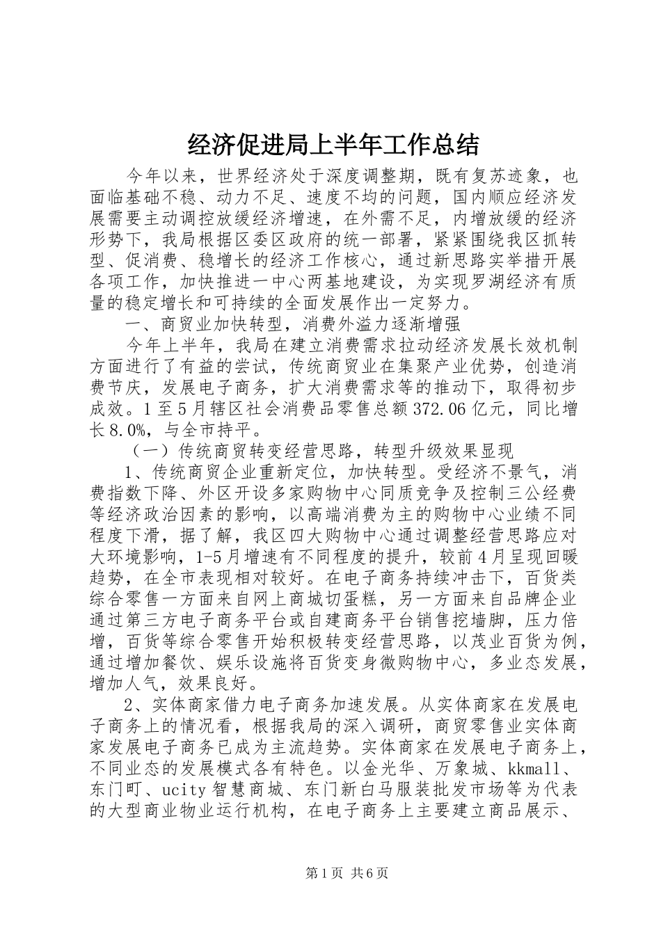2024年经济促进局上半年工作总结_第1页