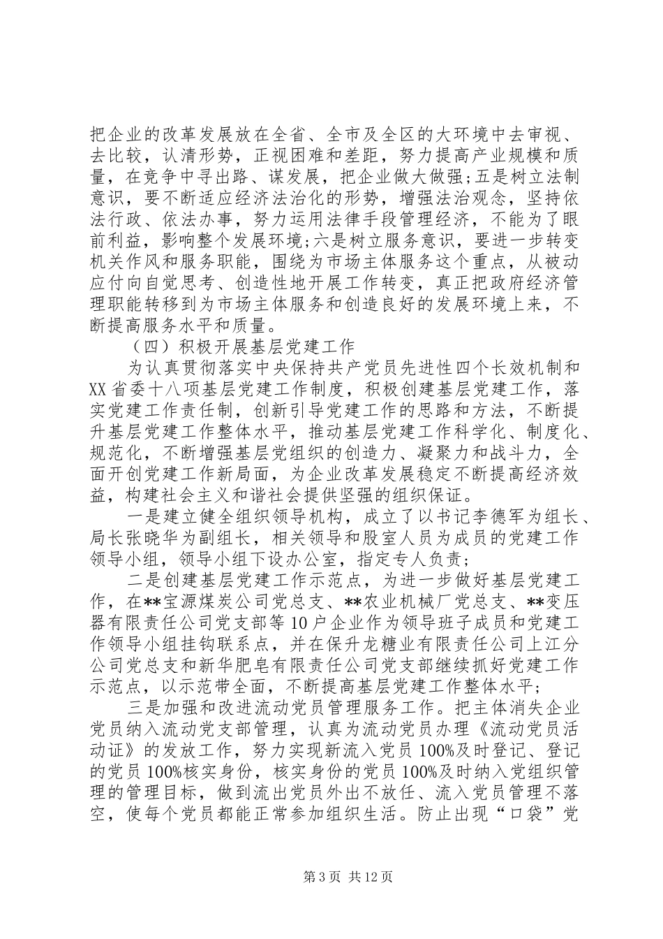 2024年经济局党工委工作情况报告_第3页