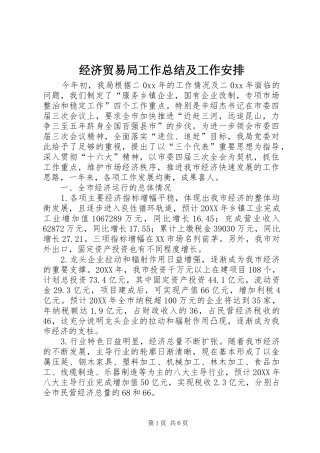 2024年经济贸易局工作总结及工作安排