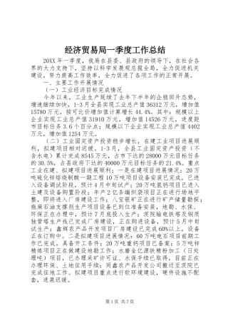 2024年经济贸易局一季度工作总结